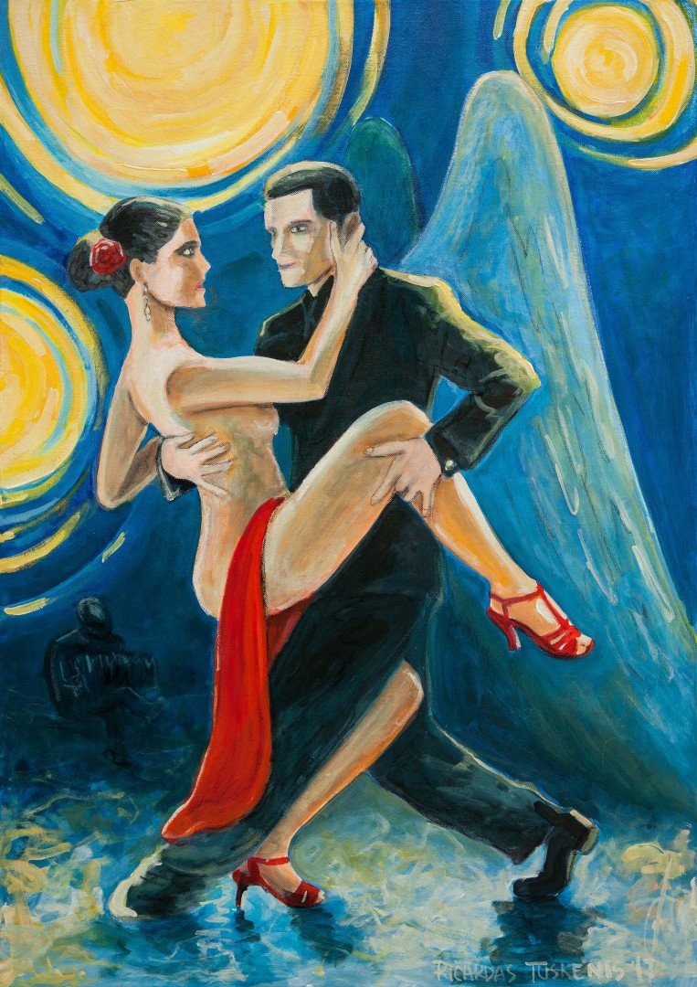 'Piazzola' 100cm x 80cm (privati kolekcija) Akrilas, lakas, drobė (2017)