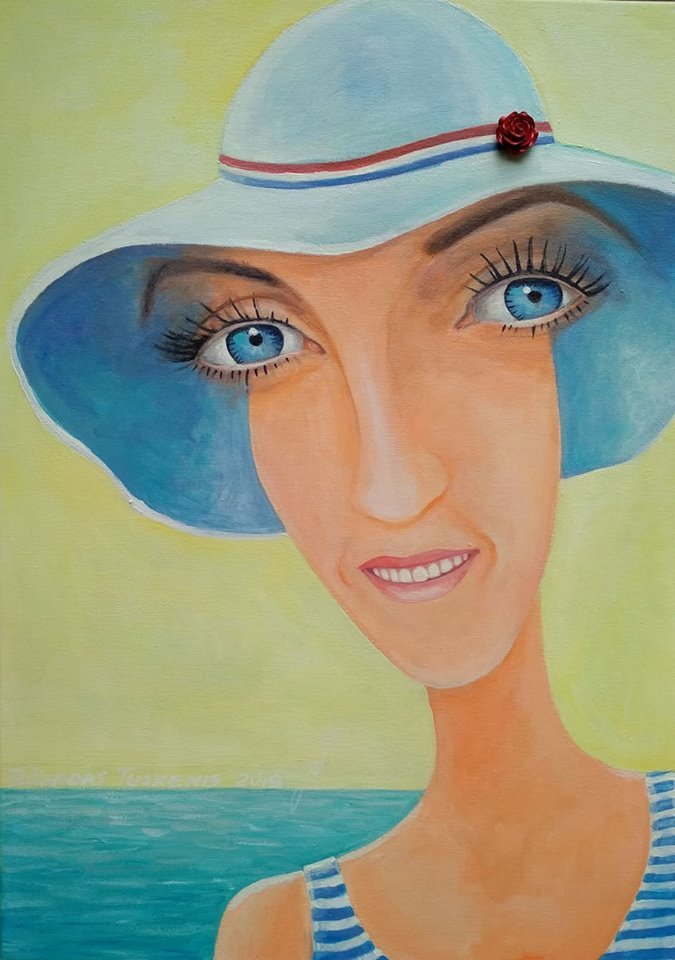 'Ji ir jūra' 50cm x 70cm Akrilas, drobė (2018)