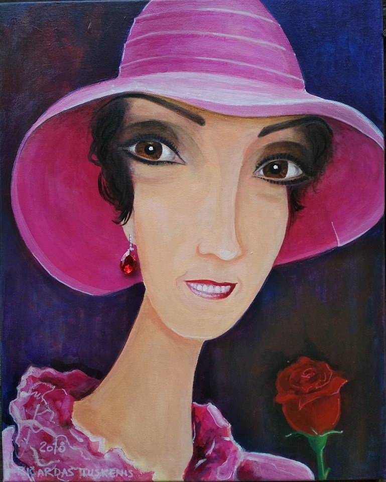 'Ji ir rožė' 50cm x 40cm Akrilas, drobė (2018) privati kolekcija